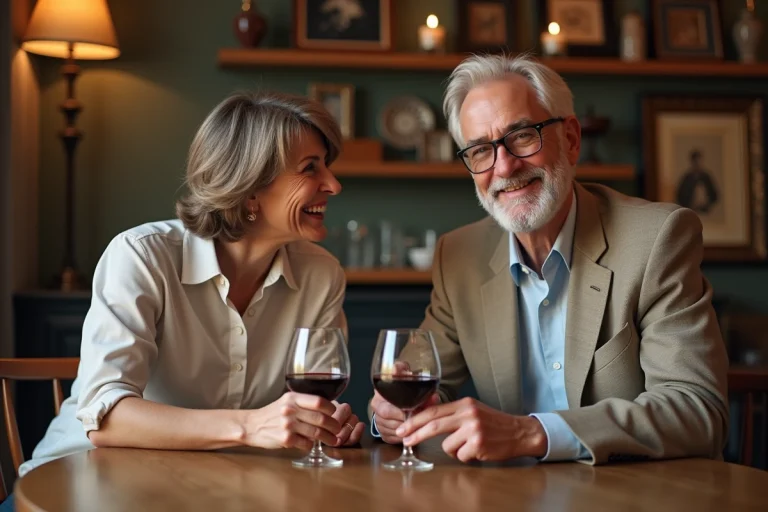 Couple français trinant avec du vin dans un appartement parisien