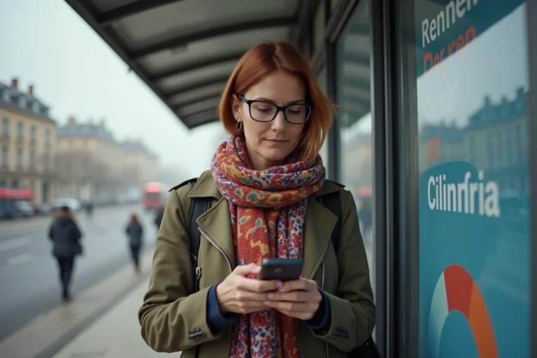Femme d'âge moyen avec smartphone à Rennes